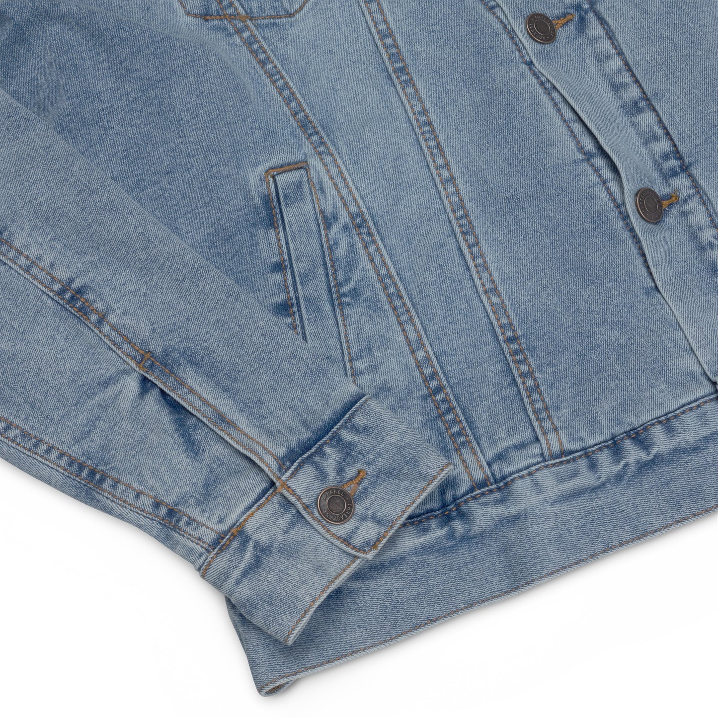 FIRST LION EMBROIDERED DENIM JACKET WITH FAUX SHEARLING