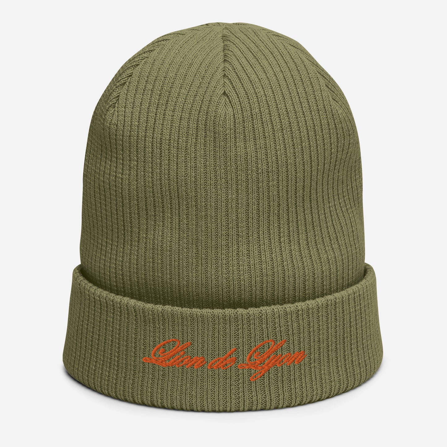 FIRST LION EMBROIDERED ORGANIC RIBBED KNIT BEANIE