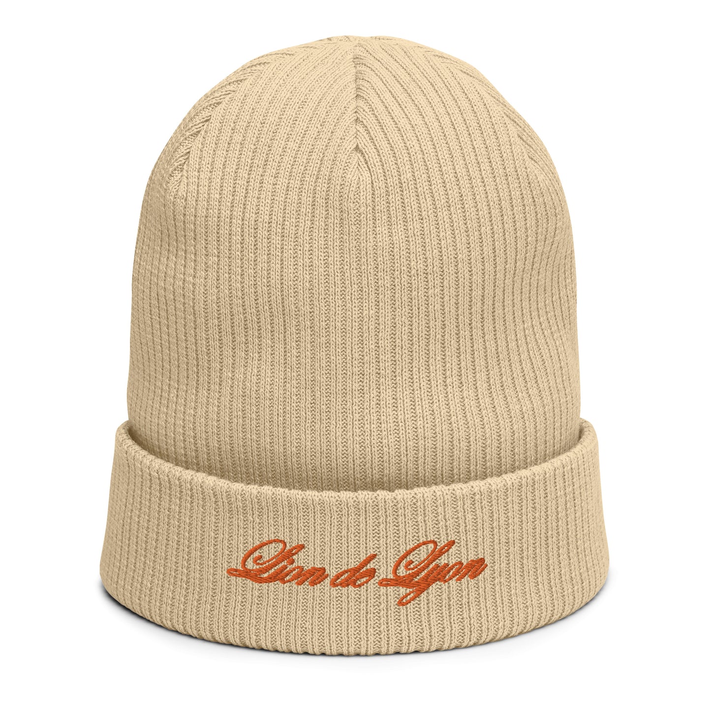 FIRST LION EMBROIDERED ORGANIC RIBBED KNIT BEANIE