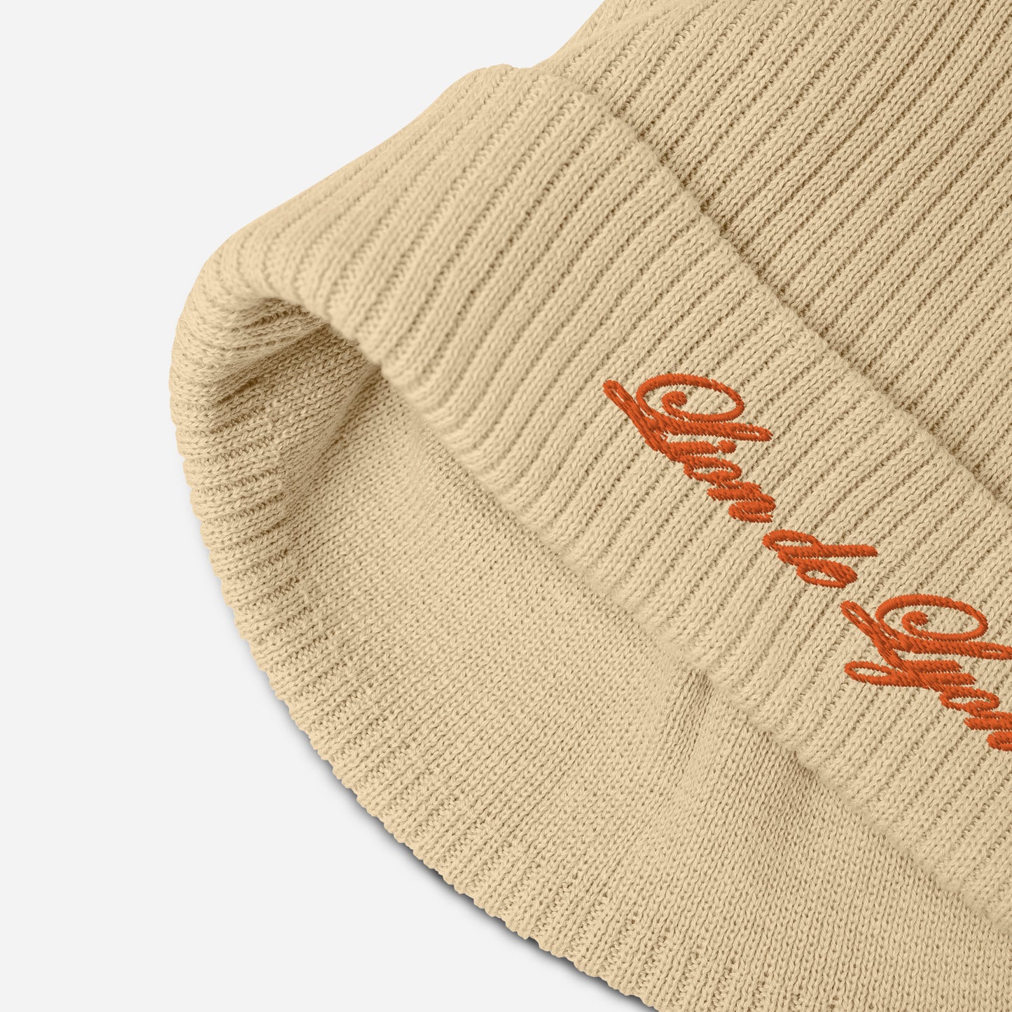 FIRST LION EMBROIDERED ORGANIC RIBBED KNIT BEANIE