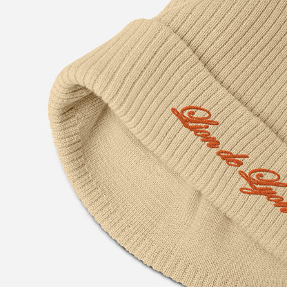 FIRST LION EMBROIDERED ORGANIC RIBBED KNIT BEANIE