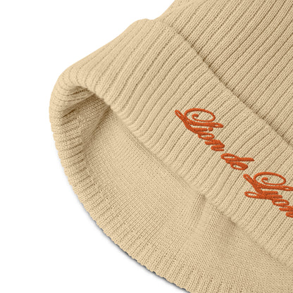 FIRST LION EMBROIDERED ORGANIC RIBBED KNIT BEANIE